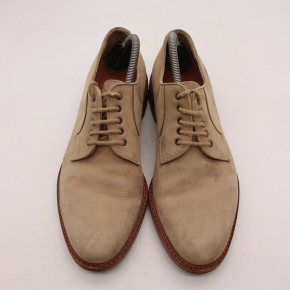 Salvatore Ferragamo Men's 9.5 D Tan Suede Plain-toe Derby Dress Oxford Shoes - Picture 2 of 14